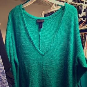 Turquoise V-neck sweater